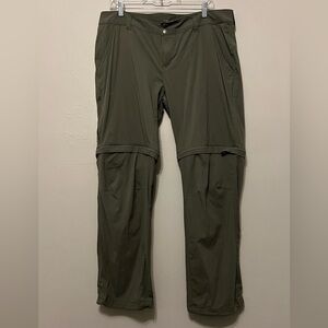 Columbia Women's Hiking Active Nylon Convertible Pants Green Cinch hem 16 Short